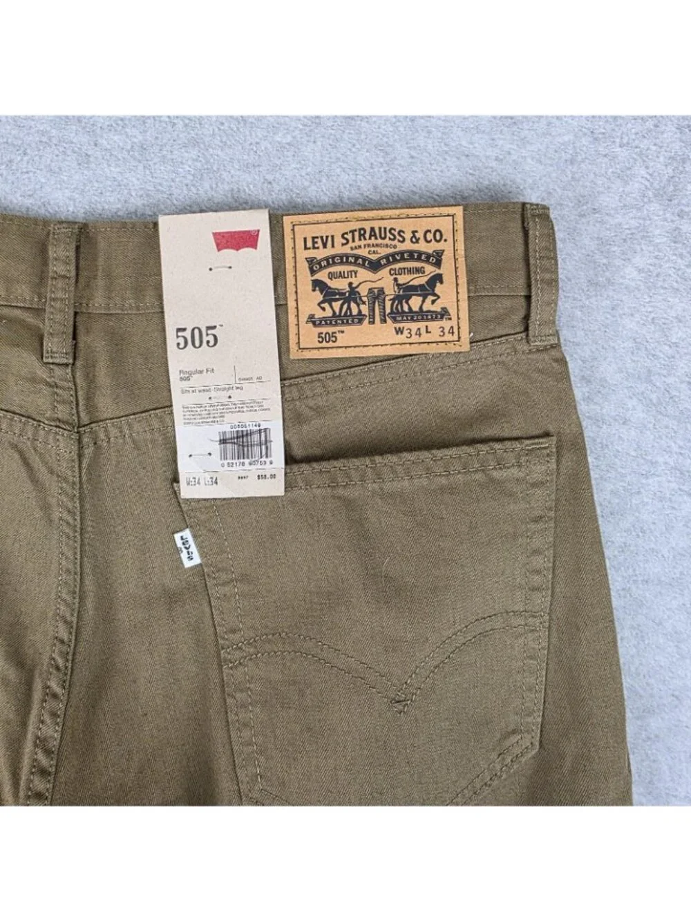 Levi's 505 Jeans Mens 34x34 Brown Regular Fit Straight Leg Denim NWT